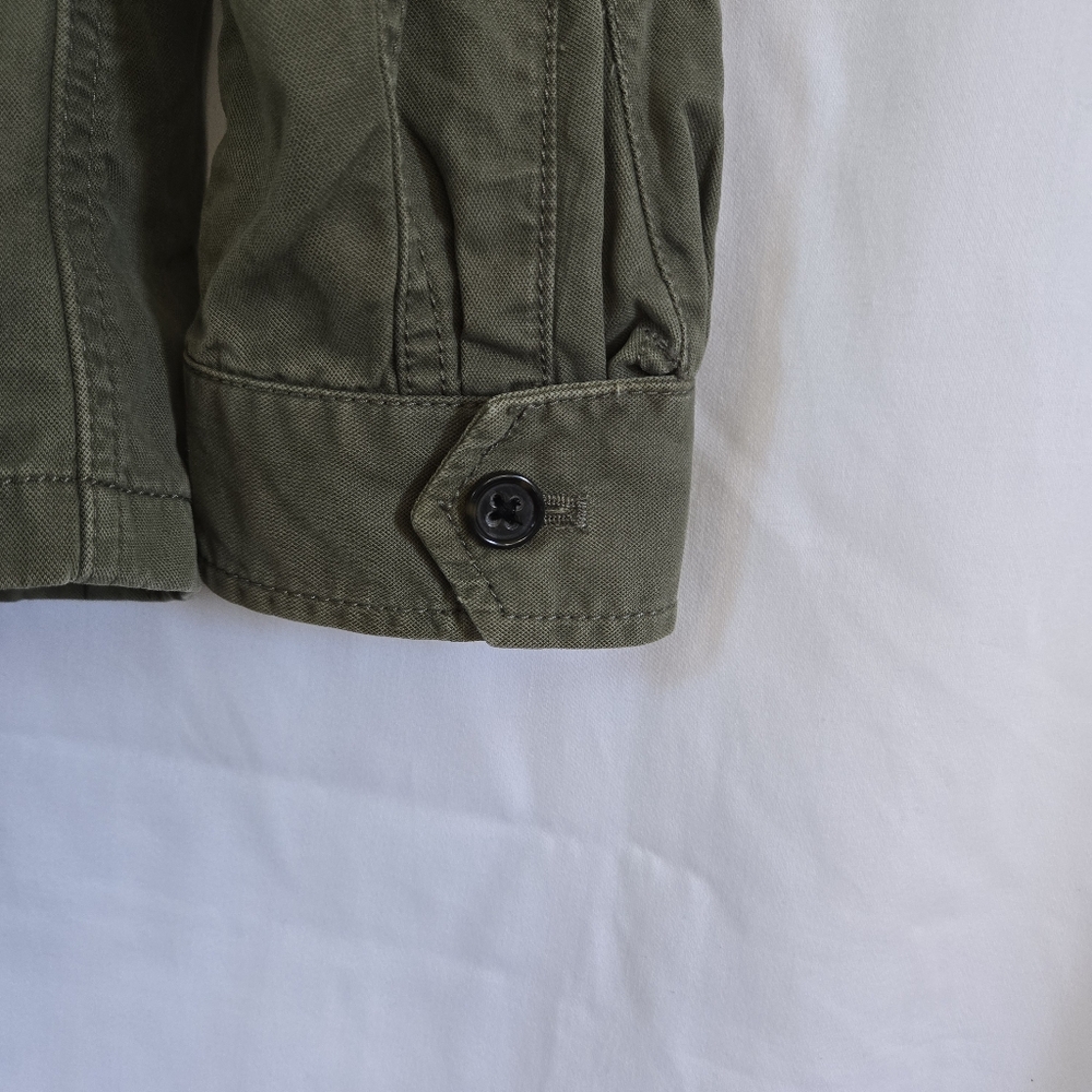 Banana Republic Women's Olive Green Front Button Collared Twill Utility Jacket 6 - Picture 9 of 12